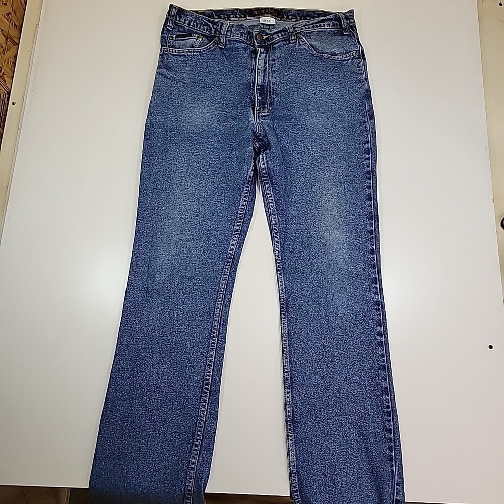 GRAND RIVER Mens Boot Cut 36 X 34 Straight Jeans Blue‎ Made In USA